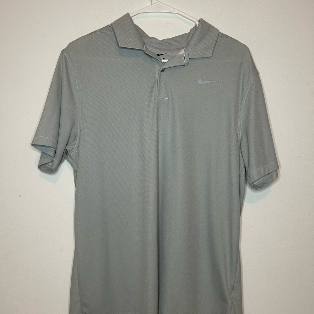 Nike Men's Light Gray Dry-Fit Polo Shirt